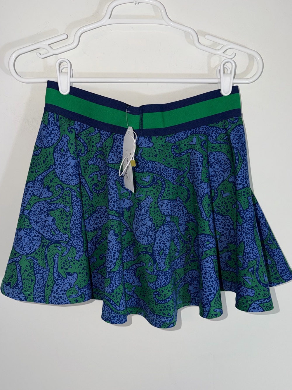 Emily Mccarthy NEW Blue & Green Flare Skort with Leopard Print
